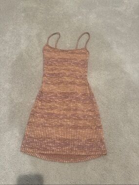 Bershka Sleeveless Knit Spaghetti-Strap Dress in Burnt Orange